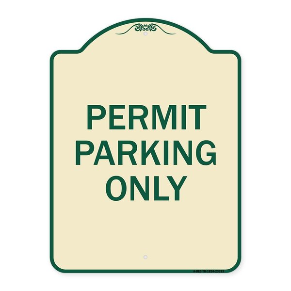 Signmission Permit Parking Only Heavy-Gauge Aluminum Architectural Sign, 24" x 18", TG-1824-23313 A-DES-TG-1824-23313